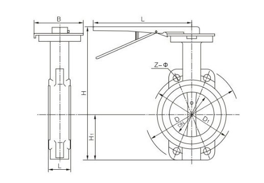 手動對夾式蝶閥尺寸參數(shù) 手動對夾式蝶閥尺寸參數(shù)